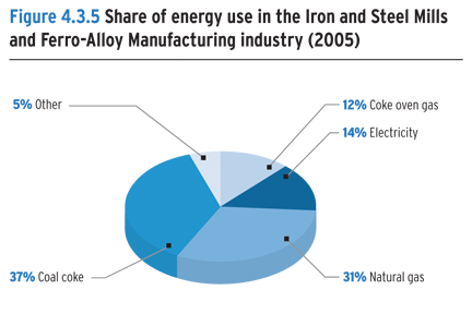 Share of energy use in the Iron and Steel Mills and Ferro-Alloy Manufacturing industry (2005).