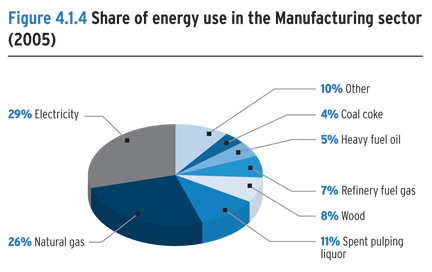 Share of energy use in the Manufacturing sector (2005).