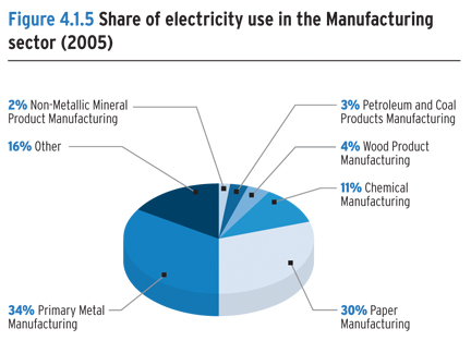 Share of electricity use in the Manufacturing sector (2005).
